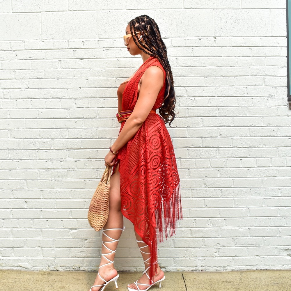 Orange Eyelet swimsuit coverup